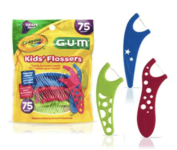 Just for kids 9 Crayola gum kids’ flossers in fun colors designed to make flossing easy and enjoyable